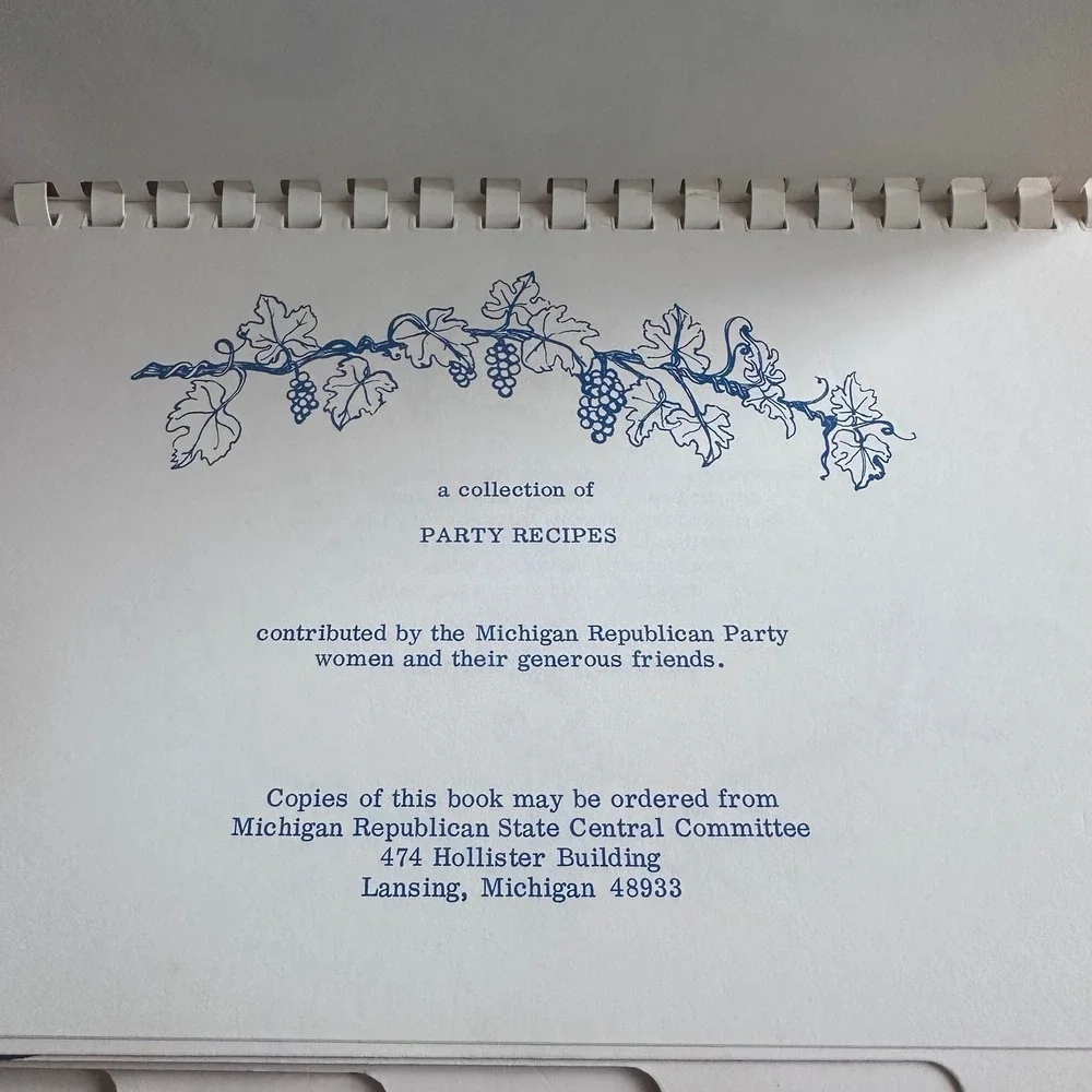 Michigan Republican Women Party Cook Book Vintage Blue George Romney GOP Vintage